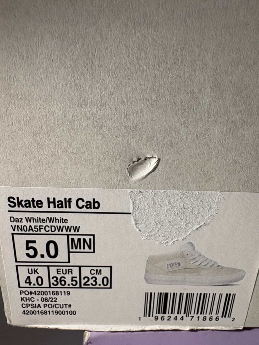NWT Vans Skate Half Cab White Leather with Suede Trim Women’s 6.5 - Picture 8 of 10